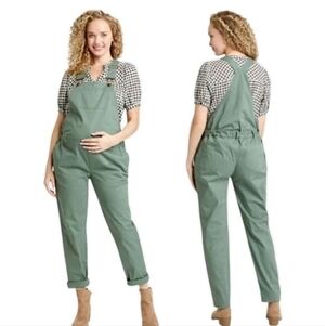 The Nines By Hatch Olive Cotton Maternity Overalls Sage Pregnancy Jumpsuit XS